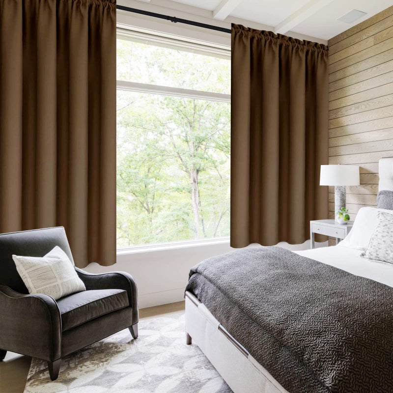 DWCN Brown Blackout Curtains for Bedroom â€“ Rod Pocket Thermal Insulated Energy Saving Drapes for Living Room and Bedroom, W 38 x L 54 Inch, 2 Panels - Image 2